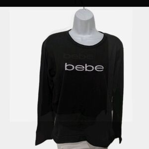 NWT Bebe Sleep Pajama Top L Long Sleeve 90s Y2K Grunge Spell Out Logo #300L